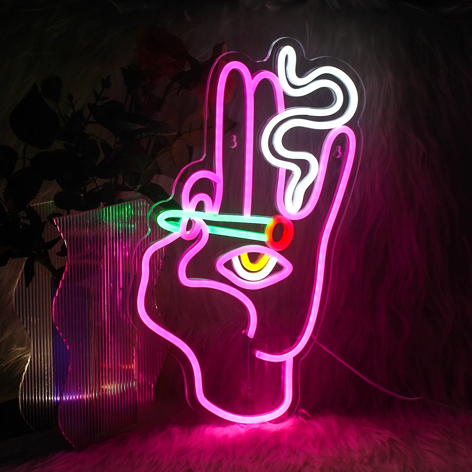 TRIPPY HAND SMOKING LED LIGHT SIGN